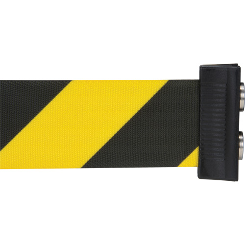 Wall Mount Barrier with Magnetic Tape, Steel, Screw Mount, 7', Black and Yellow Tape Equipment World