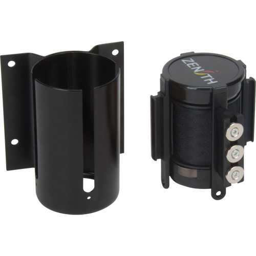 Barri&egrave;re &agrave; fixation murale avec ruban magn&eacute;tique, Acier, Fixation par vis, 12', Ruban Noir Equipment World