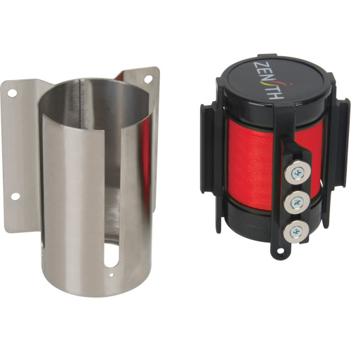 Wall Mount Barrier with Magnetic Tape, Steel, Screw Mount, 12', Red Tape Equipment World