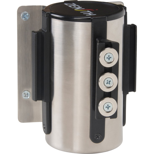 Barri&egrave;re &agrave; fixation murale avec ruban magn&eacute;tique, Acier, Fixation par vis, 12', Ruban Noir Equipment World