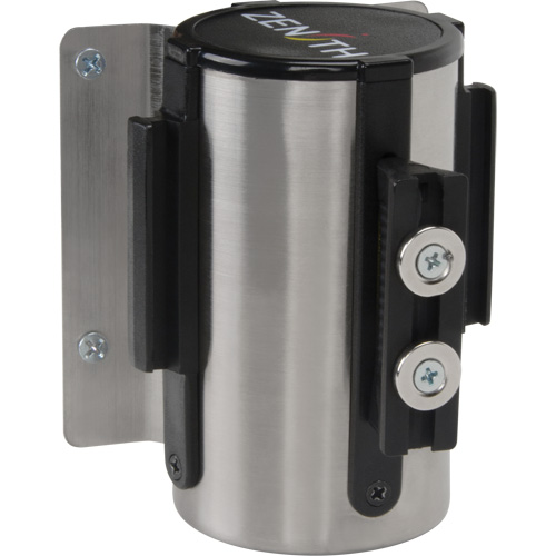 Barri&egrave;re &agrave; fixation murale avec ruban magn&eacute;tique, Acier, Fixation par vis, 7', Ruban Bleu Equipment World