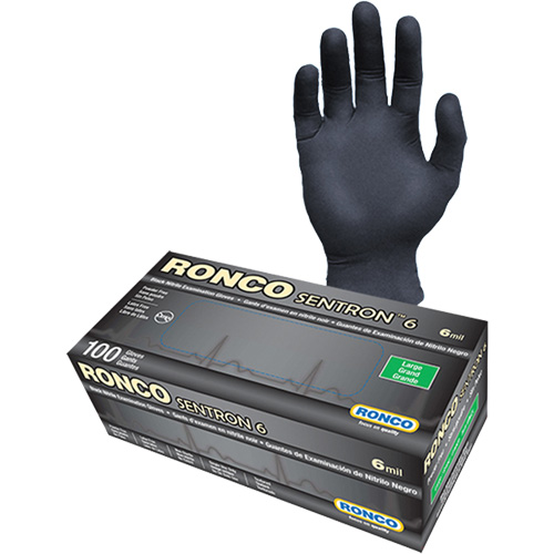Sentron 6 Disposable Examination Gloves, Small, Nitrile, 6-mil, Powder-Free, Black, Class 2 Equipment World