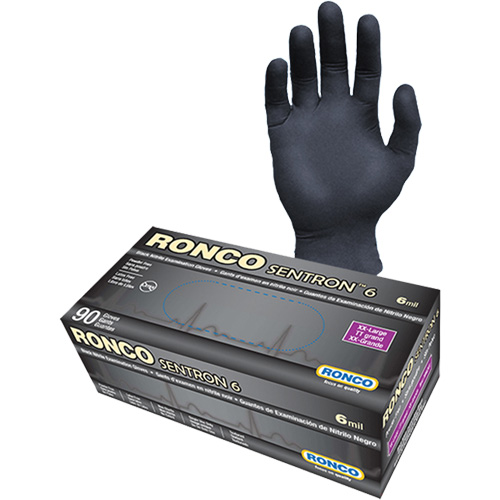 Sentron 6 Disposable Examination Gloves, 2X-Large, Nitrile, 6-mil, Powder-Free, Black, Class 2 Equipment World