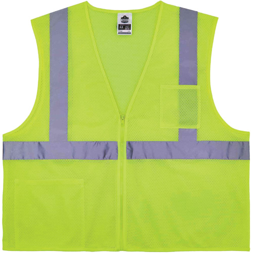 GloWear 8256Z Self-Extinguishing Safety Vest, High Visibility Lime-Yellow, Medium/Small, Polyester Equipment World