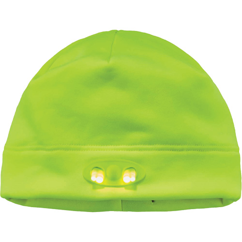 N-Ferno&reg; Skull Cap Beanie Hat with LED Lights, One Size, High-Visibility Lime Green Equipment World