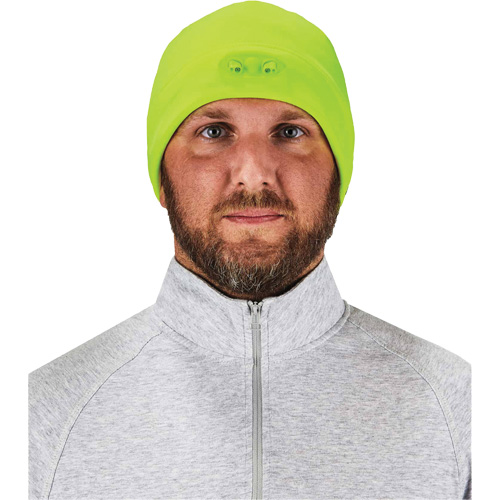N-Ferno&reg; Skull Cap Beanie Hat with LED Lights, One Size, High-Visibility Lime Green Equipment World