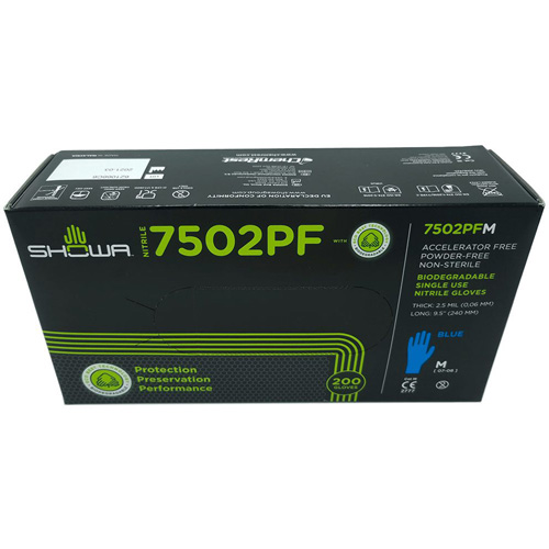 Biodegradable Disposable Gloves, X-Small, Nitrile, 2.5-mil, Powder-Free, Blue Equipment World