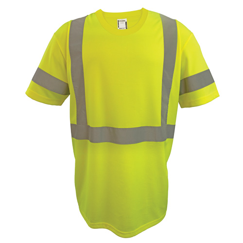 Short Sleeve Safety T-Shirt, Polyester, 2X-Large, High Visibility Lime-Yellow Equipment World
