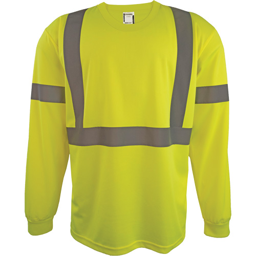 Long Sleeve Safety Shirt, Polyester, 2X-Large, High Visibility Lime-Yellow Equipment World