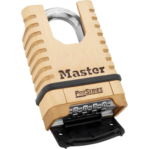 ProSeries&reg; Shrouded Combination Padlock, Brass, Solid Brass, 2-1/4" Width Equipment World