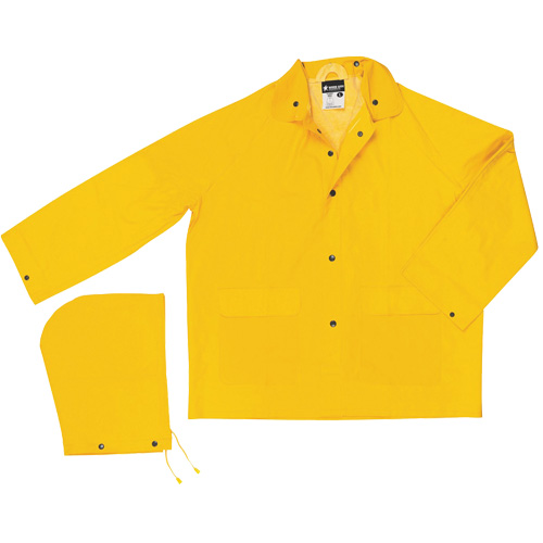 Classic Series Rain Jacket with Detachable Hood, Polyester/PVC, Medium, Yellow Equipment World