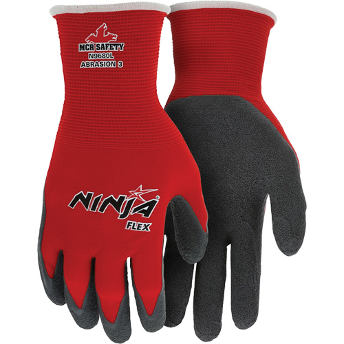 Ninja&reg; Flex Coated Gloves, Large, Rubber Latex Coating, 15 Gauge, Nylon Shell Equipment World