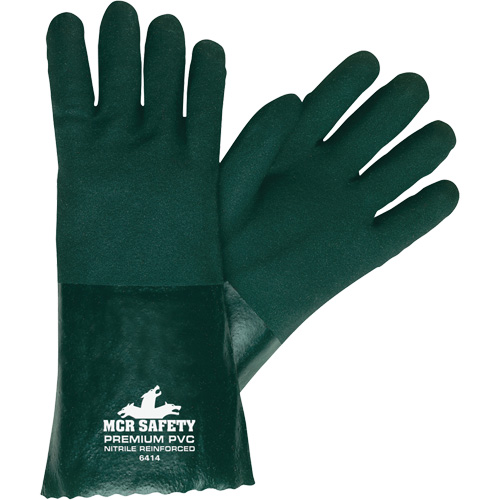 Chemical Resistant Gloves, Size Large, 14" L, PVC, Jersey Inner Lining Equipment World