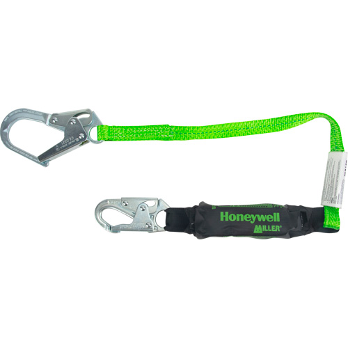 Miller&reg; HP Shock-Absorbing Lanyard, 4', Locking Rebar Hook Center, Locking Snap Hook Leg Ends, Polyester Equipment World