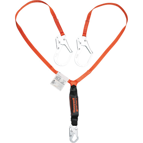 Titan Shock-Absorbing Lanyard, 6', Locking Rebar Hook Center, Locking Snap Hook Leg Ends, Polyester Equipment World
