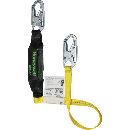 Miller&reg; HP Shock-Absorbing Lanyard, 4', Locking Snap Hook Center, Locking Snap Hook Leg Ends, Polyester Equipment World