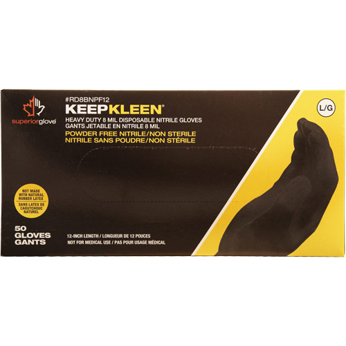 KeepKleen&reg; Disposable Gloves, Medium, Nitrile, 8-mil, Powder-Free, Black Equipment World