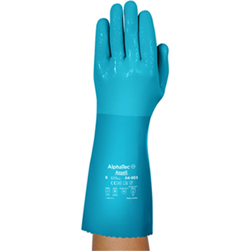 AlphaTec&reg; 04-003 Chemical Resistant Gloves, Size 8, 14" L, Nitrile/PVC, Fleece Inner Lining, Winter Weight Equipment World