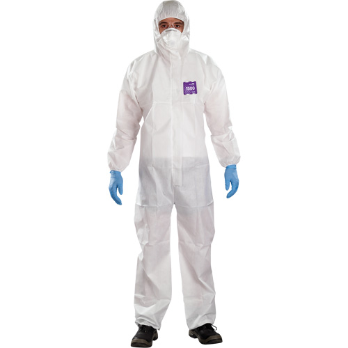 Alphatec Microchem Coveralls with Collar, Large, White, SMS Equipment World