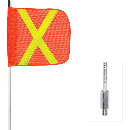 Safety Whip&reg; Non-Powered Heavy-Duty Fibreglass Whip, Threaded Mount, 6' High, Orange with Reflective Equipment World