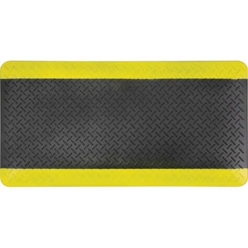 Tapis antifatigue, Losange, 1-2/3' x 3-1/4' x 3/4", Noir/Jaune, Polyur&eacute;thane Equipment World