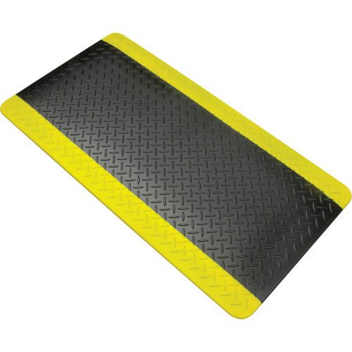 Tapis antifatigue, Losange, 1-2/3' x 3-1/4' x 3/4", Noir/Jaune, Polyur&eacute;thane Equipment World