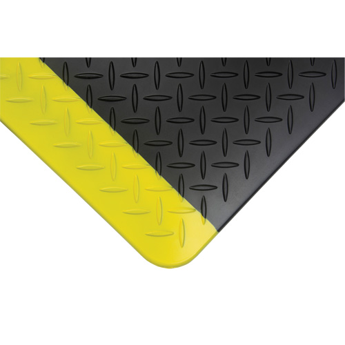 Tapis antifatigue, Losange, 1-2/3' x 3-1/4' x 3/4", Noir/Jaune, Polyur&eacute;thane Equipment World