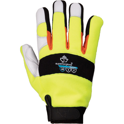 ClutchGear&reg; High-Visibility Mechanic's Gloves, Grain Goatskin Palm, Size Medium Equipment World