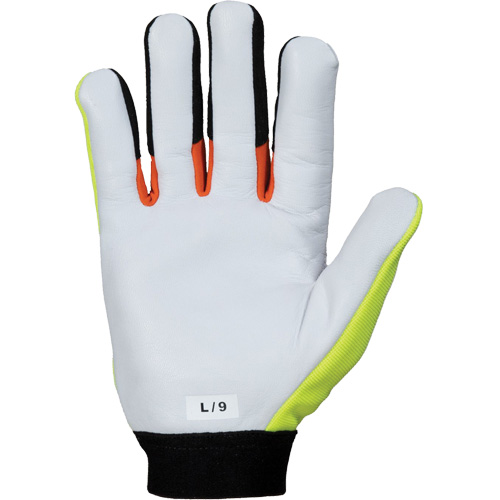 ClutchGear&reg; High-Visibility Mechanic's Gloves, Grain Goatskin Palm, Size Medium Equipment World