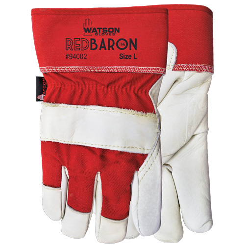 Gants d'ajusteur Red Baron, Grand, Paume en Cuir fleur de vache, Doublure en Tissu-laine Equipment World