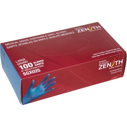 Medical-Grade Disposable Gloves, Medium, Vinyl, 4.5-mil, Powder-Free, Blue, Class 2 Equipment World