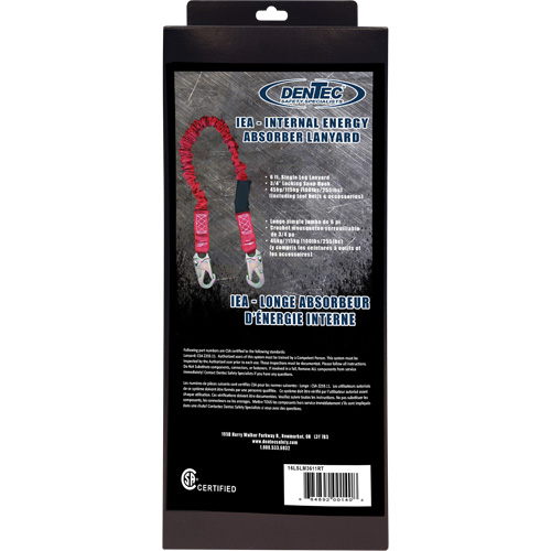 ShockSorb Internal Shock Lanyard, 6', Snap Hook Center, Snap Hook Leg Ends, Polyester Equipment World