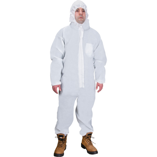 Hooded Coveralls, Medium, White, SMS Equipment World