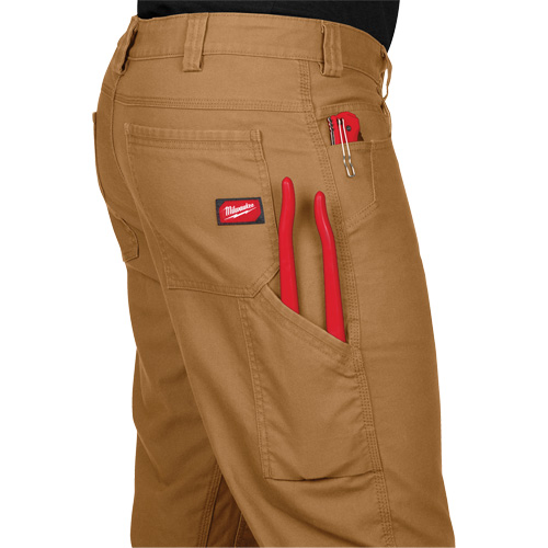Heavy-Duty Flex Work Pants, Poly-Cotton/Spandex, Khaki, Size 40, 34 Inseam Equipment World