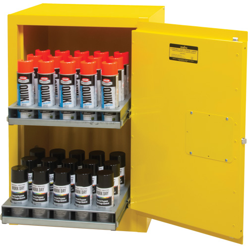 Flammable Aerosol Storage Cabinet, 12 gal., 1 Door, 23" W x 35" H x 18" D Equipment World
