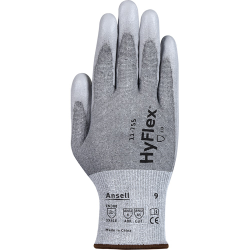 Gants r&eacute;sistants aux coupures 11-755  Hyflex, Taille 6, Calibre 18, Rev&ecirc;tement Polyur&eacute;thane, Enveloppe en Polyester/PEHP/Tungst&egrave;ne/Spandex, ASTM ANSI niveau A5/EN 388 niveau E Equipment World