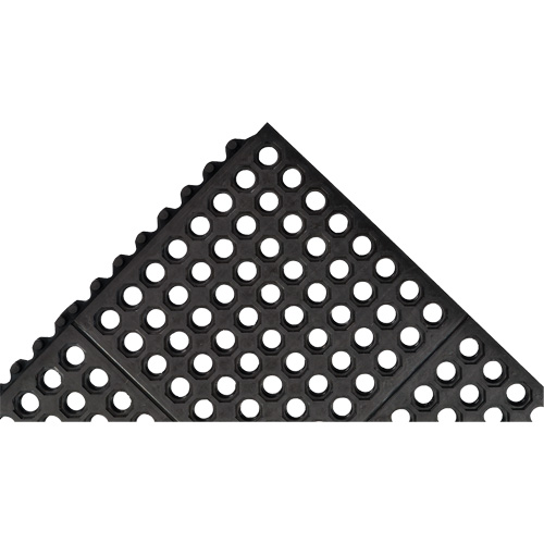 Cushion-Ease&reg; 550 Interlocking Anti-Fatigue Mat, Slotted, 3' x 3' x 3/4", Black, Rubber Equipment World