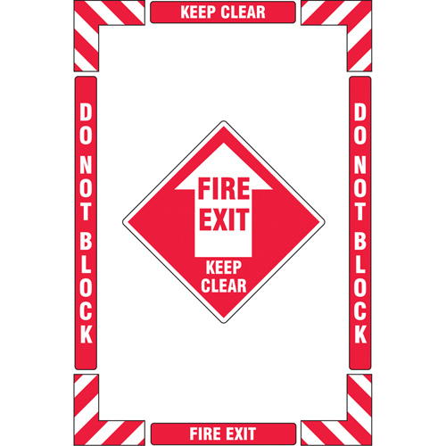 "Fire Exit" Floor Marking Kit, Adhesive, English with Pictogram Equipment World