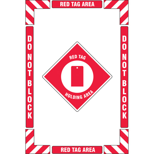 "Red Tag Holding Area" Floor Marking Kit, Adhesive, English with Pictogram Equipment World