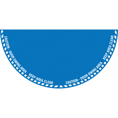 Signalisation au sol ?Caution? (attention) pour porte battante en demi-cercle, Adh&eacute;sif, Anglais avec pictogramme Equipment World