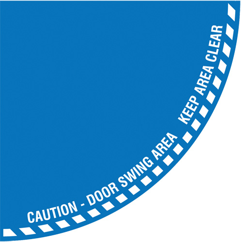 "Caution" Quarter Circle Swing Door Floor Sign, Adhesive, English with Pictogram Equipment World