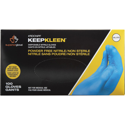 Gants jetables KeepKleen, Petit, Nitrile, 2,8 mil, Sans poudre, Bleu Equipment World