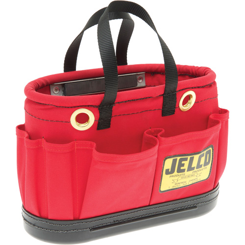 Aerial Tool Bucket with Magnet, 14" L x 7" W x 10" H, Canvas, Red Equipment World