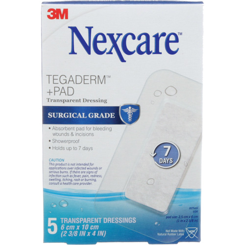 Nexcare Tegaderm + Pad Transparent Dressing, Rectangular/Square, 4", Plastic, Sterile Equipment World