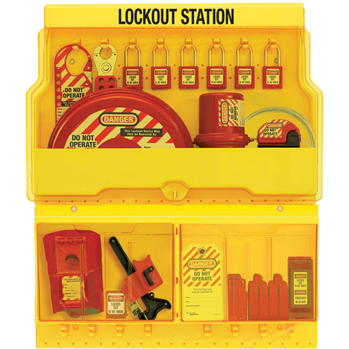 Standard Valve & Electrical Deluxe Lockout Station, Thermoplastic Padlocks, 32 Padlock Capacity, Padlocks Included Equipment World