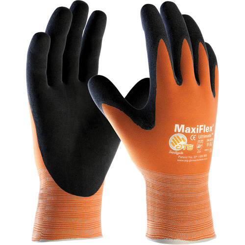 Gants sans coutures haute visibilit&eacute; ATG MaxiFlex Ultimate, Grand, R&ecirc;vetement Nitrile, Calibre 15, Enveloppe en Lycra/Nylon Equipment World