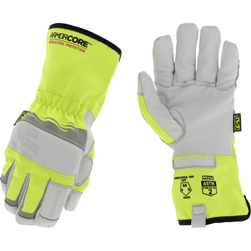 Hi-Viz Needlestick Protection Gloves, Size Small, Polyurethane Coated, DuraHide Shell, ASTM ANSI Level A5 Equipment World