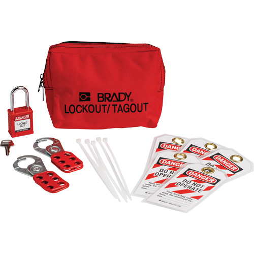 Lockout Tagout Kit with Nylon Safety Padlock in Pouch, Electrical Kit, 14 Components Equipment World