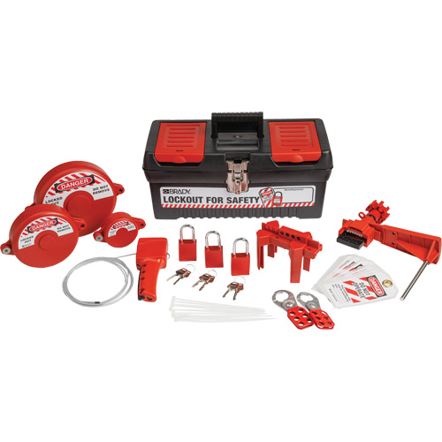 Lockout Tagout Kit with Aluminum Safety Padlocks in Toolbox, Valve Kit, 32 Components Equipment World