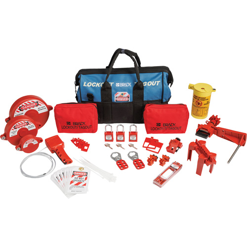 Lockout Tagout Kit with Nylon Safety Lockout Padlocks in Duffel Bag, Electrical/Valve Kit, 31 Components Equipment World